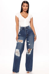 Simple Pleasure 90's Baggy Jeans - Dark Wash Ins Street